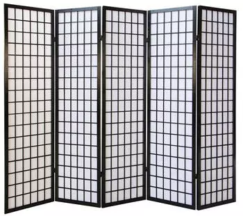 Homestyle4u 5-tlg. Paravent in Schwarz 220x175 cm 166