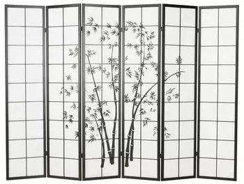 Homestyle4u 6-tlg. Paravent in Schwarz 264x179 cm 288