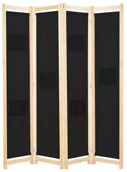 vidaXL 4-teiliger Raumteiler Schwarz 160 x 170 x 4 cm Stoff