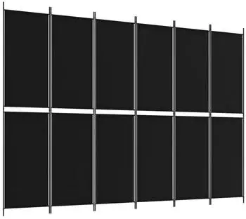 vidaXL 6 Tlg Paravent Schwarz 300x220 cm Stoff 350257