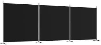 vidaXL 3 Tlg Paravent Schwarz 525x180 cm Stoff 350281