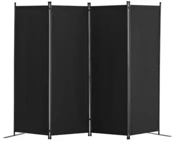 VEVOR Paravent Raumteiler 4-teilig Polyestergewebe 228x45x172,5cm Schwarz (PFFSTGHS010)