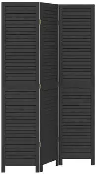 vidaXL 3 Tlg Paravent Schwarz Massivholz Paulownia 358846