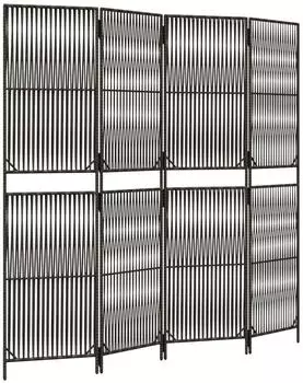 vidaXL Paravent 4 Tlg Grau Poly Rattan 365378