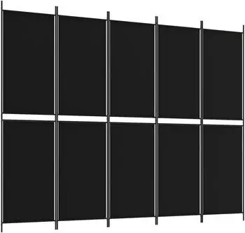 vidaXL 5 Tlg Paravent Schwarz 250x200 cm Stoff 350237