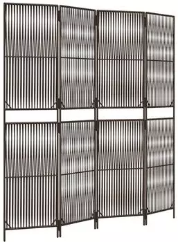 vidaXL Paravent 4 Tlg Braun Poly Rattan 365393