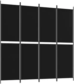 vidaXL 4 Tlg Paravent Schwarz 200x200 cm Stoff 350233