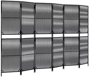 vidaXL Paravent 6 Tlg Schwarz Poly Rattan 365384