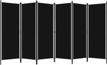 vidaXL 6 Tlg Raumteiler Schwarz 300x180 cm 320730