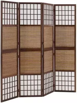 Homestyle4u Paravent 4-teilig, Bambus, braun, 176x175cm