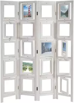 Mendler Paravent Fotogalerie II, Raumteiler, 160x125cm, wei&szlig; (45821)