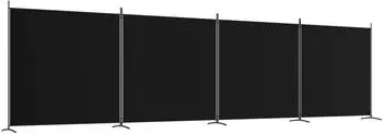 vidaXL 4 Tlg Paravent Schwarz 698x180 cm Stoff 350285