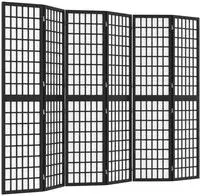 vidaXL 6-tlg. Paravent Japanischer Stil Faltbar 240x170 cm Schwarz