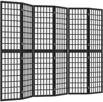vidaXL 6 Tlg Paravent Japanischer Stil Faltbar 240x170 cm Schwarz 352082