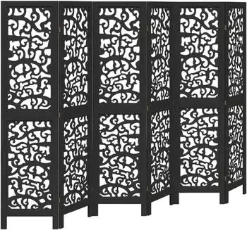 vidaXL 6 Tlg Paravent Schwarz Massivholz Paulownia 358761