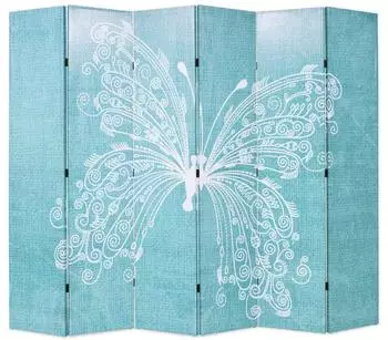 vidaXL Raumteiler Klappbar 228 x 170 cm Schmetterling Blau 245888