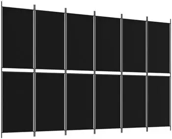 vidaXL 6 Tlg Paravent Schwarz 300x200 cm Stoff 350241
