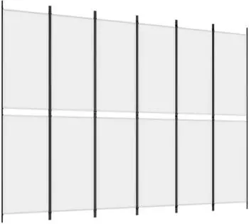 vidaXL 6 Tlg Paravent Wei&szlig; 300x220 cm Stoff 350254