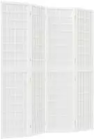 vidaXL 4-tlg. Paravent Japanischer Stil Faltbar 160x170 cm Wei&szlig;