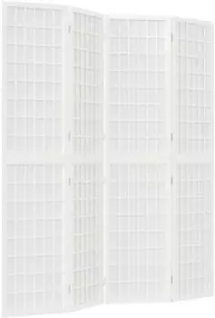 vidaXL 4 Tlg Paravent Japanischer Stil Faltbar 160x170 cm Wei&szlig; 352088