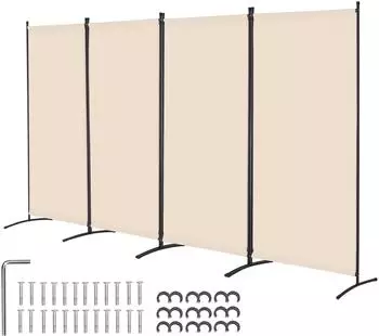 VEVOR Paravent 4 Paneele faltbar 3464x1840x520mm, Beige