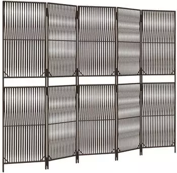 vidaXL Paravent 5 Tlg Braun Poly Rattan 365381