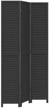 vidaXL 3 Tlg Paravent Schwarz Massivholz Paulownia 358848