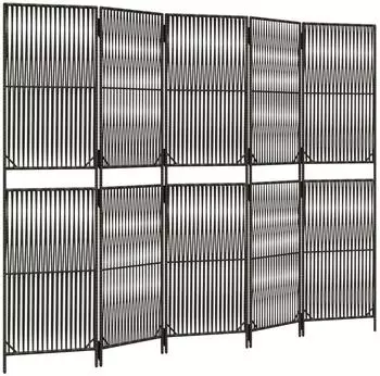 vidaXL Paravent 5 Tlg Grau Poly Rattan 365382