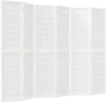 vidaXL 6 Tlg Paravent Japanischer Stil Faltbar 240x170 cm Wei&szlig; 352090