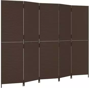 vidaXL Paravent 5 Tlg Braun Poly Rattan 365349