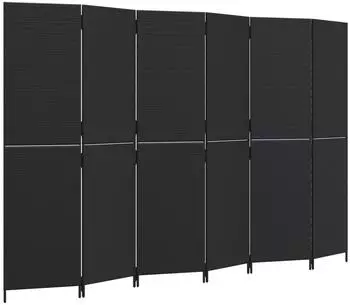 vidaXL Paravent 6 Tlg Schwarz Poly Rattan 365352