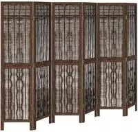 vidaXL 6-tlg. Raumteiler Dunkelbraun Massivholz Paulownia