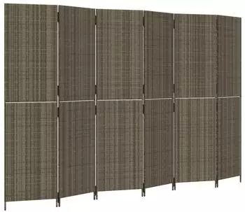 vidaXL Paravent 6 Tlg Grau Poly Rattan 365354