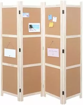 Mendler Paravent Pinnwand Kork 4-teilig 166x160cm (HWC-G52)