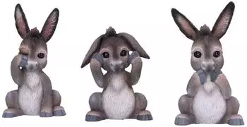 Nemesis Now Drei weise Esel Figur Grau Kunstharz 11cm (B6350X3)