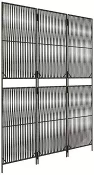 vidaXL Paravent 3 Tlg Grau Poly Rattan 365390