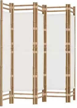 vidaXL 5 Tlg Paravent Faltbar 200 cm Bambus und Canvas 350625