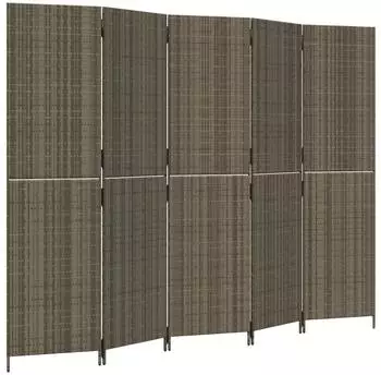 vidaXL Paravent 5 Tlg Grau Poly Rattan 365350