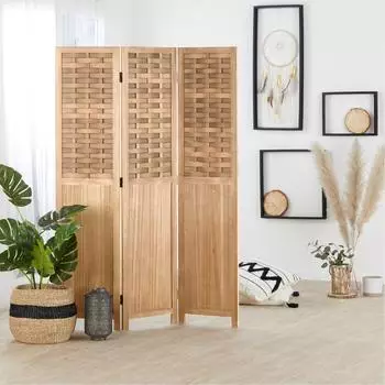 Homestyle4u 3-tlg. Paravent in Hellbraun 120x170 cm 2019
