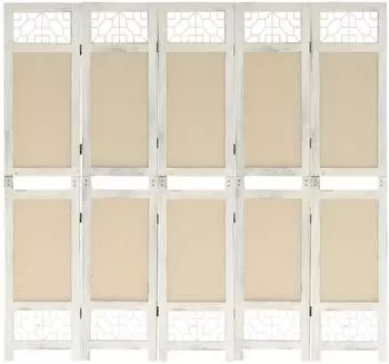 vidaXL 5 Tlg Raumteiler Creme 175x165 cm Stoff 338560