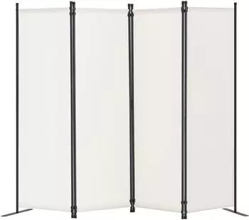 VEVOR Paravent Raumteiler 4-teilig, Stoff, 228x45x172,5cm, Wei&szlig; (Room divider 4 panel white)
