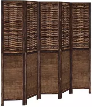 vidaXL 5 Tlg Raumteiler Dunkelbraun Massivholz Paulownia 358710