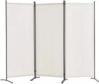 VEVOR 3-teiliger Paravent Trennwand Stoff faltbar 228x52x184cm, Wei&szlig; (PFTSTGMS09)