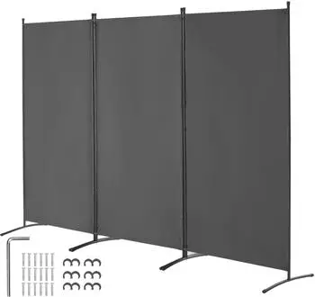 VEVOR Raumteiler 3 Paneele faltbar 260x184x52cm Grau