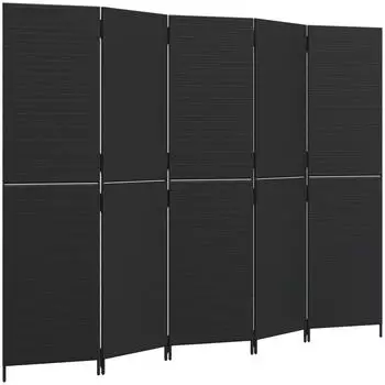 vidaXL Paravent 5 Tlg Schwarz Poly Rattan 365348