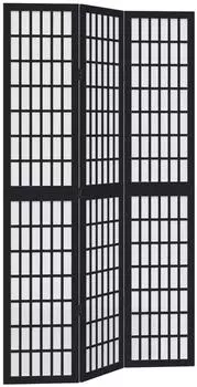 vidaXL 3 Tlg Paravent Schwarz Massivholz Paulownia 358767