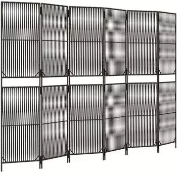 vidaXL Paravent 6 Tlg Grau Poly Rattan 365402