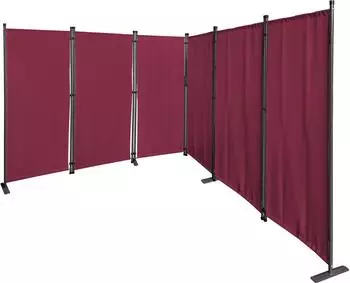 QUICK STAR Paravent 6-teilig 340x165cm, faltbar, weinrot (47831)