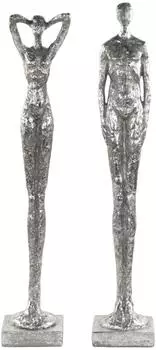 Xtradefactory Skulptur "Millenium" Mann & Frau, Poly Kunststein, silber, 59cm
