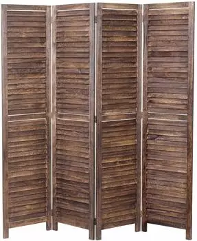 Mendler HWC-C30 Paravent Shabby-Look Vintage 170x160cm, braun (62633)